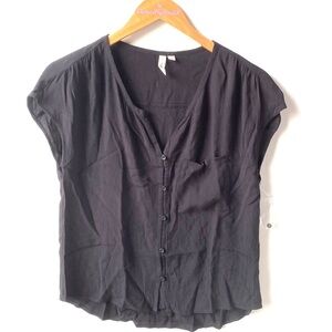 Treasure & Bond Black cap sleeveless button down front Top, Size S, NWT